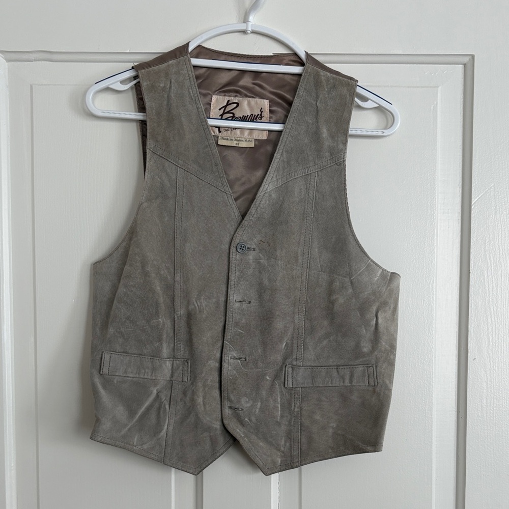 Vintage Bermans Brown Suede Vest for Men